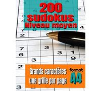 200 Sudoku - Niveau moyen - Grands caractères - Une grille par page - Format A4: Très lisible ! Ce GRAND cahier format A4 contient 200 grilles | Avec ... du joueur | Parfait pour faire un cadeau !