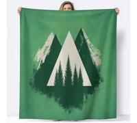 200 x 200 cm Couverture Plaid Flanelle, Moelleuse Chaudes Légères Vert Couvertures - Simple Géométrique Triangle Forêt Imprimé Douillet Plaid Couverture pour Canapé et Lit