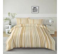 200 x 200 cm Housse de Couette Grain du Bois Texture Lignes Verticales Beige 3D Motif Imprimé Parure de Lit 1 Personne en Polycoton avec Taie d'oreiller 65x65cm Cadeau Fête Anniversaire