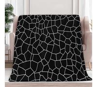 200 x 200 cm Plaid Couverture Polaire Texture De Ligne Simple, Douce Moelleuse Flanelle Lit Jeté Canapé Convient Adultes et Enfants Rester Chaud Hiver, Noir