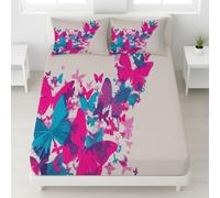 200 x 200 x 30 cm Abstrait Papillon Scandinave Vif Drap Housse de Matelas, Feuille de Matelas 30 cm (12"), Antidérapants Résistant aux Rides Drap Housse en Microfibre Rouge