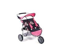 2000 697 46 Poussette Jogger 3 roues pour poupées jumelles - design Marine et rose.