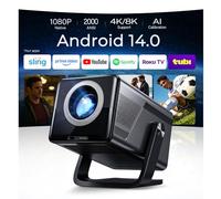 [2000 ANSI Daylight Visible] Native 1080P Smart Video Projector 4K 8K Input, Android 14 Projecteur Portatif with HiFi Sound, Auto Focus & Keystone, WiFi Bluetooth Home Theater for iPhone/Netflix X7