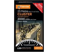 2000 LED Multi Action Blanc Chaud Grappe Noël Lumières Avec Minuteur - PREMIER