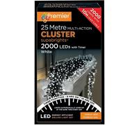 2000 LED Multi Action Blanc Grappe Noël Lumières Avec Minuteur - PREMIER