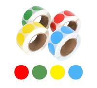 2000 Pièces 25mm Étiquettes Rondes de Codage Couleur, 4 Rouleaux Etiquettes Pastille Autocollante Rond Autocollants, Gommettes à Pois Rondes Couleur pour École Bureau à Domicile (500Pcs/Rouleau)