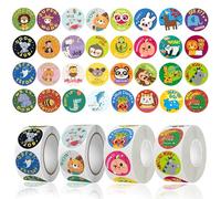 2000 Pièces Autocollants de Recompense, 32 Dessins Autocollant Récompense Rouleau Gommettes Animaux, Stickers École Récompense Ronds pour Scolaires Salle Classe Scrapbooking DIY