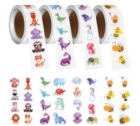 2000 Pièces Gommettes Animaux, Autocollants de Récompense Animal, Autocollant Animaux en Rouleau, Gommettes Imperméables, pour Écoles, Fêtes, Anniversaires