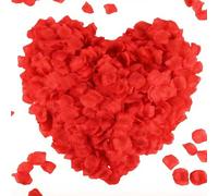 2000 Pièces Pétales de Rose Artificielles, Pétale de Rose Rouge, Pétales de Rose Rouges - À Jeter Décoration, Pour Décoration de Mariage, Saint-Valentin, Fête, Anniversaire, Pétales de Fleur Éternelle