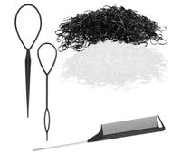 2000 Pièces Petits Elastiques à Cheveux Noirs Transparents Mini Attaches pour Crinière Cheval pour Enfants Filles et Femmes Coiffure DIY