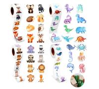 2000 Ronds Autocollants Animaux Rouleau, Stickers Récompense Enfants