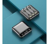 (20000mah¿Black With Cable) Mini Batterie Externe 20000mah, Charge Rapide 2,4 A, Câble Intégré, Double Affichage D'éclairage Led, Pour Samsung Iphone Xiaomi