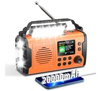 20000mAh Radio Solaire à manivelle avec Bluetooth Dab/FM, Lampe Torche/lumière de Lecture, Chargeur USB pour téléphone,Alarme SOS, Carte TF, Radio Portable d'urgence pour Camping et extérieur