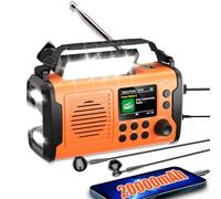 20000mAh Radio Solaire,Dab/Dab+/FM Radio à Manivelle,3 Méthodes de Recharge,11 en 1 avec Bluetooth 5.3,Batterie Externe,SOS,Lampe Torche,Boussole,Carte TF et Lampe de Lecture