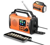 20000mAh Radio Survie Dab+ FM, Radio Solaire Portable Bluetooth avec Réveil, Alarme SOS d'urgence, Lampe de Poche Et Lampe de Lecture de Lampe de Lecture & Lampe Torche LED (Orange)