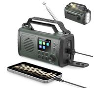 20000mAh Radio Survie Dab+ FM, Radio Solaire Portable Bluetooth avec Réveil, Alarme SOS d'urgence, Lampe de Poche Et Lampe de Lecture de Lampe de Lecture & Lampe Torche LED (Vert)