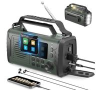 20000mAh Radio Survie Dab+ FM, Radio Solaire Portable Bluetooth avec Réveil, Alarme SOS d'urgence, Lampe de Poche Et Lampe de Lecture de Lampe de Lecture & Lampe Torche LED (Vert)