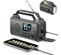 20000Mah Radio Survie Dab+ Fm,Radio Solaire Portable Bluetooth Avec Réveil,Alarme Sos D'Urgence,Lampe De Poche Et Lampe De Lecture De Lampe De Lecture&Lampe Torche Led (Vert)