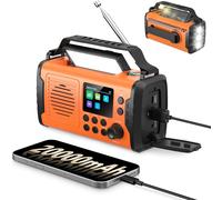 20000Mah Radio Survie Dab+ Fm,Radio Solaire Portable Bluetooth Avec Réveil,Alarme Sos D'Urgence,Lampe De Poche Et Lampe De Lecture De Lampe De Lecture&Lampe Torche Led (Orange)