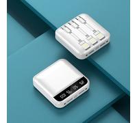 (20000mah¿White With Cable) Mini Batterie Externe 20000mah, Charge Rapide 2,4 A, Câble Intégré, Double Affichage D'éclairage Led, Pour Samsung Iphone Xiaomi