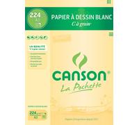[200027115] CANSON Pochette de 10 Papier à dessin "C" à grain A3 224 g Blanc