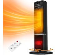 2000W Chauffage d'appoint, Flamme 3D, Minuterie 24H, Radiateur Electrique, Céramique, Télécommande, 5 Modes & ECO