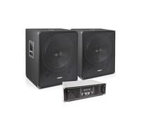 Enceinte Sono DJ Vonyx 2000W - Kit Sono DJ - Subwoofer avec amplificateur et câbles, idéal pour animer vos soirées