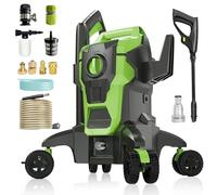 2000W Nettoyeur Haute Pression, avec Enrouleur De Tuyau De 10m, Max 150bar,DéBit 7L/Min,avec Bouteille De Savon Buse à Mousse, Pistolet Haute Pression pour, Voitures/ClôTures/Jardin