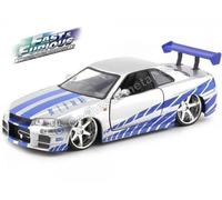 Jada Modèle Réduit en Métal : Voiture Fast & Furious 1/24 : Brian's Nissan Skyline GT-R (R34)