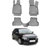 2003-2013 Audi A3 Sportback 3 portes Tapis en caoutchouc noir 4 pièces