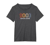 2003 Édition Limitée 23 Ans Anniversaire T-Shirt, Femme Grandes Tailles, Chiné Foncé, 1X