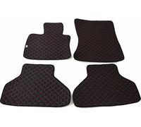2006-2013 BMW X5 E70 Cuir Similicuir Rouge Tapis Similicuir Noir 4 pcs