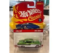 2006 Hot Wheels Classiques Série 2 30/30 1955 CHEVY Vert-Blanc Avec WW 7 Rayons
