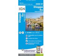 IGN – Carte de randonnée TOP 25 n°2008OT – Dieppe, Eu, Forêt d'Arques – Broché