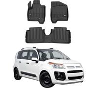 OMAC Tapis de Sol Voiture Compatible avec Citroen C3 Picasso 2009-2016 Caoutchouc TPE Noir