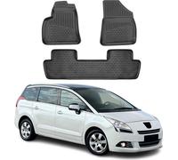 2009-2017 Peugeot 5008 MK1 Tapis de sol TPE noir 4 pcs