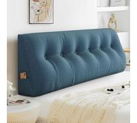 (200cm, bleu océan) Grand coussin de tête triangulaire pour lit et canapé - Coussin de soutien dorsal en forme de coin avec housse amovible pour la relaxation, les jeux et la lecture