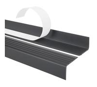 200cm profilé d'escalier nez de marche adhésif antidérapant PVC gris foncé ND, 40 x 25 mm