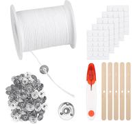 200ft Smokeless Candle Wick Candle Wicks With 100 Wick Holders,100 Candle Stickers,Candle Wicks For Candles,Cotton Wick Candles For Communion Candles,