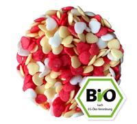 200g BIO Decor sucre coeurs rouges - Coeurs décor sucre Colorés - Sprinkles pour Décoration - sucre BIO décor Noël en emballage biodégradable