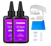 200g mise à niveau claire inodore résine UV dure, outil de moule, kit de démarrage d'accessoires en résine pour bijoux boucles d'oreilles bracelet de collier avec lumière