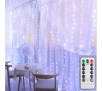 200LED Guirlande Lumineuse,3x2M USB Rideau Lumineux Noel Intérieur,8 Modes Dimmable avec Télécommande et Minuterie, Etanche Guirlande LED Decoration de Noël, Mariage, Fenêtre (Blanc)