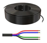 200m Lumonic 4X 0,34mm² câble de Commande LED Noir 1m I câble gainé 4 Fils Flexible I rallonge LiYY, câble électrique, câble d'alimentation LED, câble de c