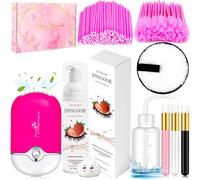 200ml/6.7fl.oz Nettoyant pour Extension Cils Mousse Shampoing Pinceaux à Lash Professionnel USB Cils Ventilateur Eyelash Brosses Tampon Démaquillant Réutilisable MicroJetable Brosse