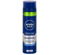 NIVEA MEN Protect & Care Gel à raser (200 ml), protection et soin pour un rasage en douceur, gel à raser doux pour la peau pour homme à l'aloe vera et au panthénol