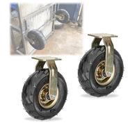 200mm 250mm Roulettes Charges Lourdes Type Tout-Terrain Roue Gonflable Pneumatique Lot De 2, Silencieuses Roulettes Pivotantes En Caoutchouc Avec Frein, Une Roue Portant 200 Kg (Color : Fixed, Size