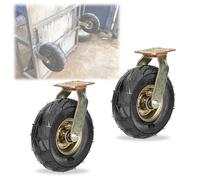 200mm 250mm Roulettes Charges Lourdes Type Tout-Terrain Roue Gonflable Pneumatique Lot De 2, Silencieuses Roulettes Pivotantes En Caoutchouc Avec Frein, Une Roue Portant 200 Kg (Color : Swivel, Size