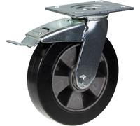 200mm 8" castor black rubber brake & fixed strong 1800kg capacity, set of 4