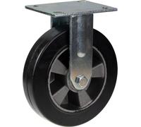 200mm 8" castor black rubber fixed strong 900kg capacity, set of 2
