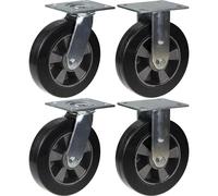200mm 8" castor black rubber swivel & fixed strong 1800kg capacity, set of 4